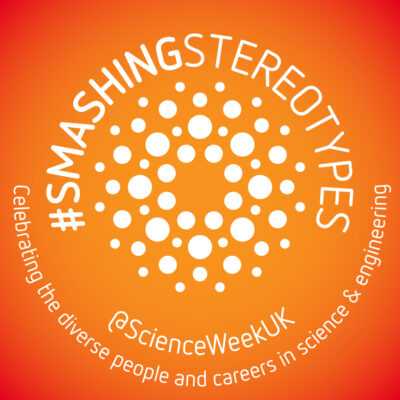 Red and orange Smashing Stereotypes square graphic