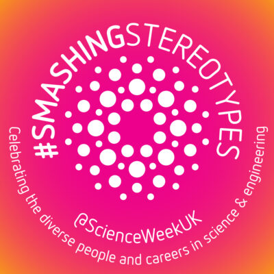 Pink and orange Smashing Stereotypes square graphic
