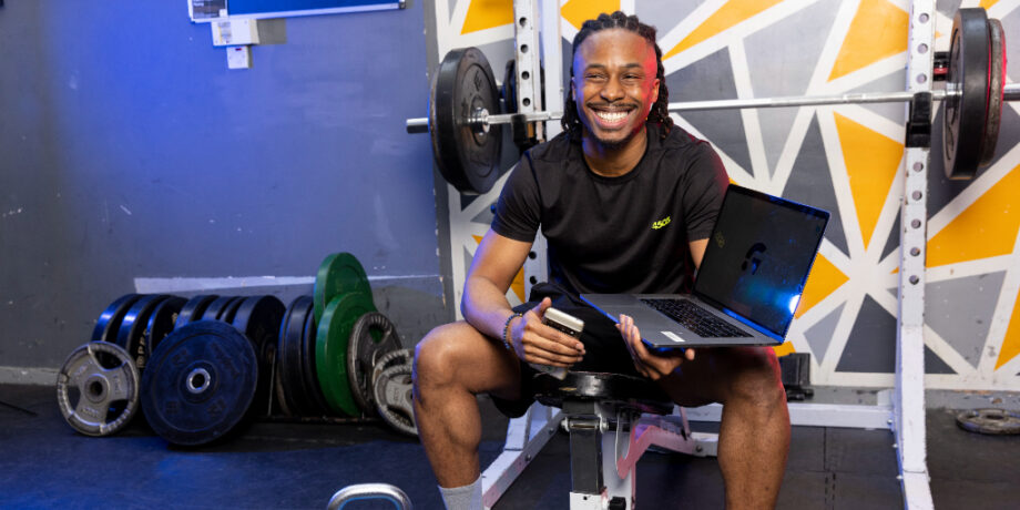 Pearce at a gym using Gwaan